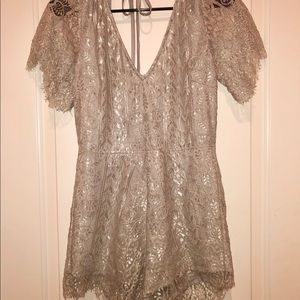 Silver lace romper